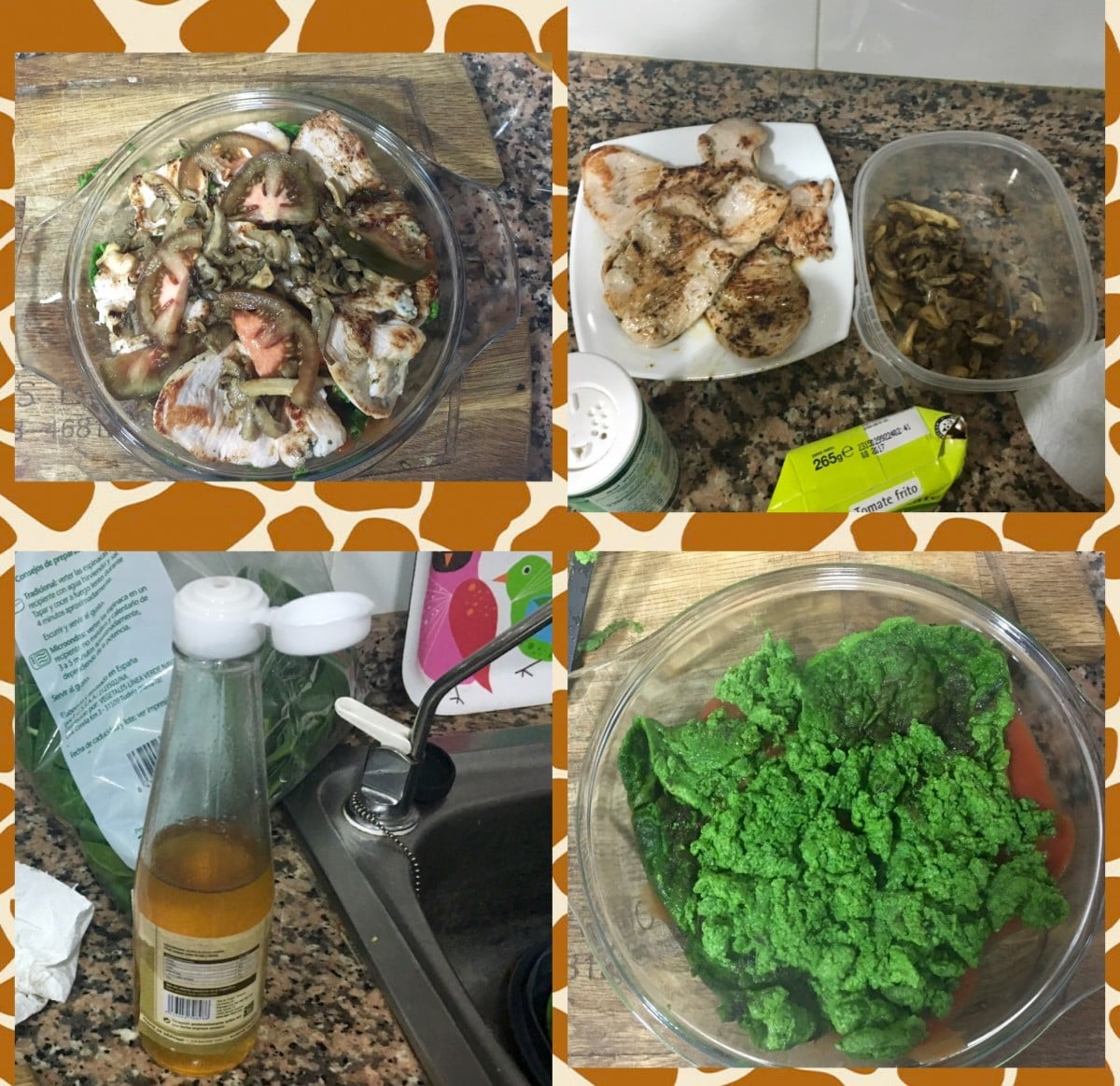Pechugas de pollo con nido de huevo y espinacas