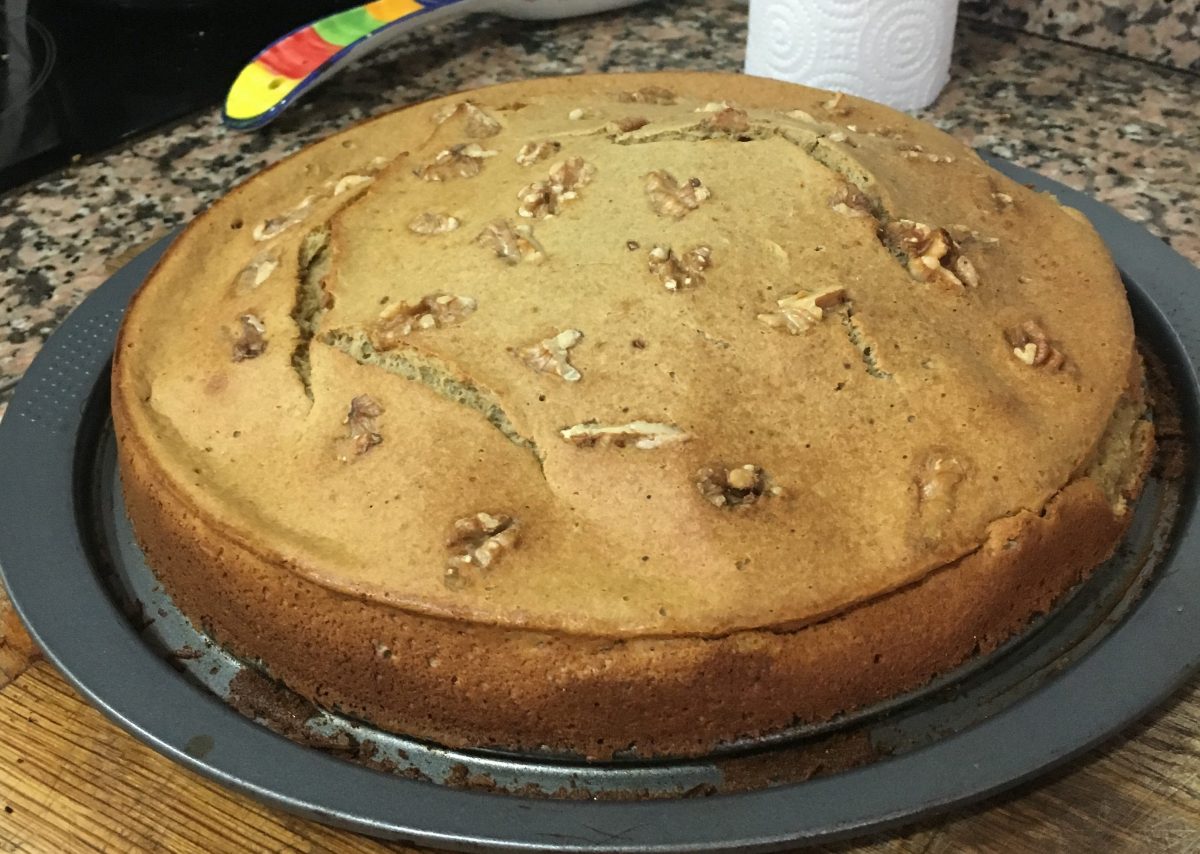 Bizcocho con nueces y plátano