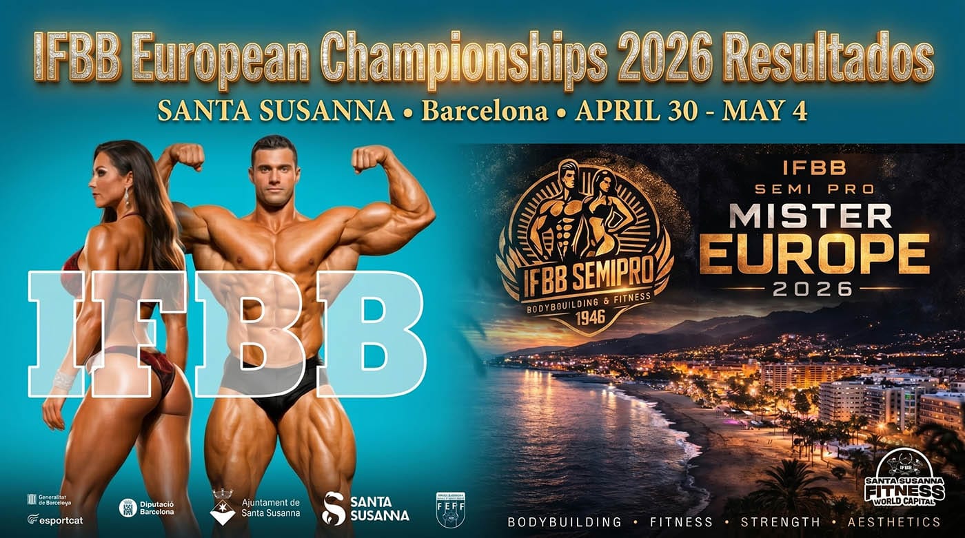 Resultados completos de los Campeonatos de Europa IFBB 2026 (Panel Interactivo)