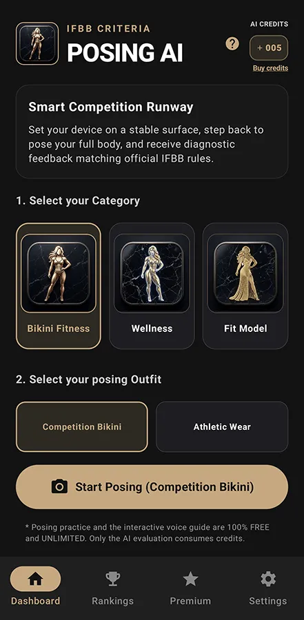 Aplicación de evaluación de poses IFBB con inteligencia artificial 3 Selección de Categoría